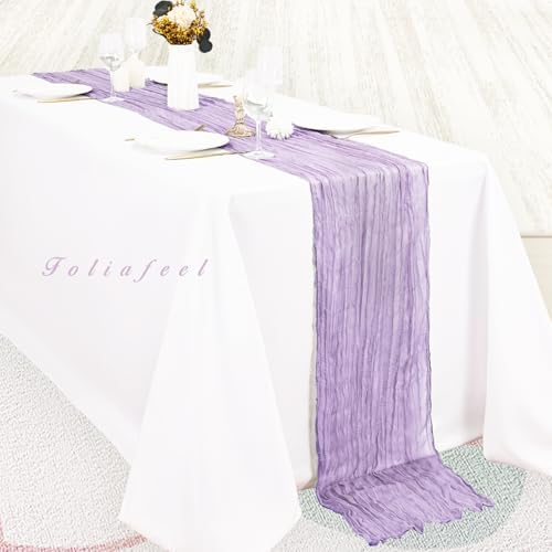 20 Pack Lilac Cheesecloth Table Runner 10FT Rustic Gauze Cheese Cloth Table Runner for Wedding 20 x 120 Inch Long Bridal Baby Shower Table Decor Boho Fabric Sheer Birthday Party Table Decorations - Image 4