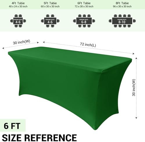 Obstal 6ft Stretch Spandex Table Cover, 2 Pack, Emerald Green - Image 4