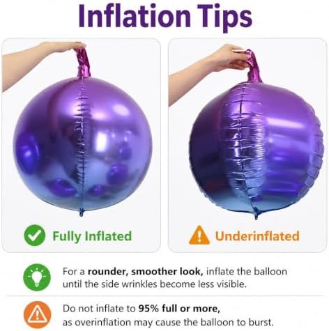 Togvu Blue Purple Round Foil Balloons 9PCS 22Inch Large 4D Gradient Balloon - Image 3