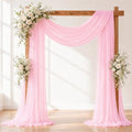 Baby Pink Wedding Arch Draping Fabric Sheer Curtain Drapes 4 Panels | 20 ft Extra Long Shimmery Backdrop Curtains for Wedding Anniversary Party Summer Outdoor Events Drapery Photo Backgrounds by Aeviusmo