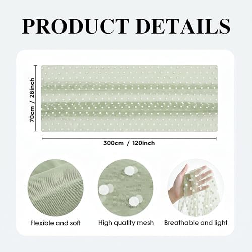 Artoid Mode Sage Green Gauze Flocking White Dots Table Runner 10FT,Spring Sheer Dining Table Decor for Wedding Anniversary Holiday Birthday Home Party - Image 5