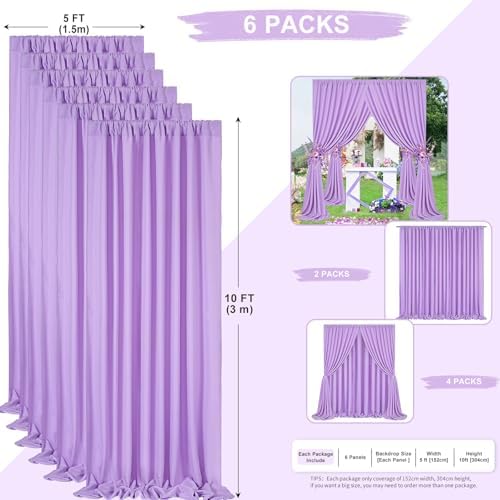 Lavender/Light Purple Backdrop Curtains 30ftx10ft Polyester Photo Drapes - Image 3