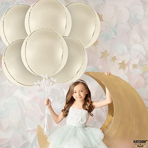 KatchOn Beige Mylar Balloons 22 Inch, Pack of 6, White Sand Balloons - Image 4