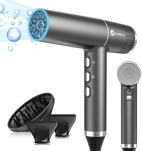 slopehill Hair Dryer with Unique Brushless Motor | Intelligent Fault Diagnosis | Innovative Microfilter | Oxy Active Technology | Led Display (Grey) by slopehill