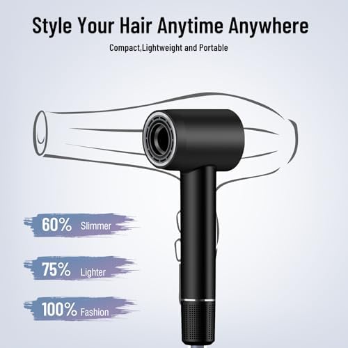 Negative Ionic High-Speed Hair Dryer with 11,0000 RPM Brushless Motor for Fast Drying, Professional Blow Dryer with Nozzle, Low Noise Hairdryer for Salon Home Travel - Image 7