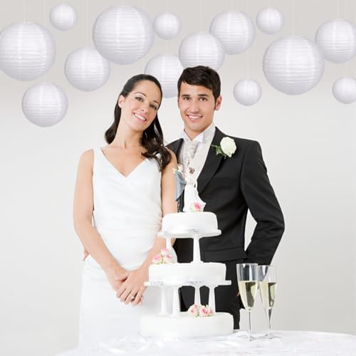 Hanging White Paper Lanterns White Party Decorations 15pcs - Image 5