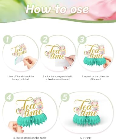 Tea Party Decorations, 9 Pcs Tea Party Table Decorations for Girls - Image 5