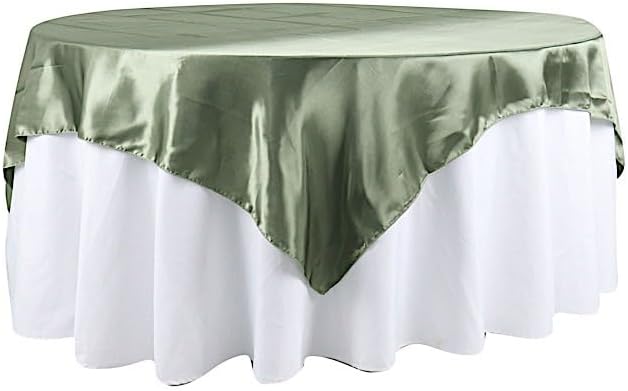 10 pcs 72x72 inch Eucalyptus Green Square Tablecloth Satin Fabric Overlays Linens | Table Cloths Cover for Wedding Party Banquet Reception Events Decoration Kitchen Dining Events Kitchen Dining by BalsaCircle