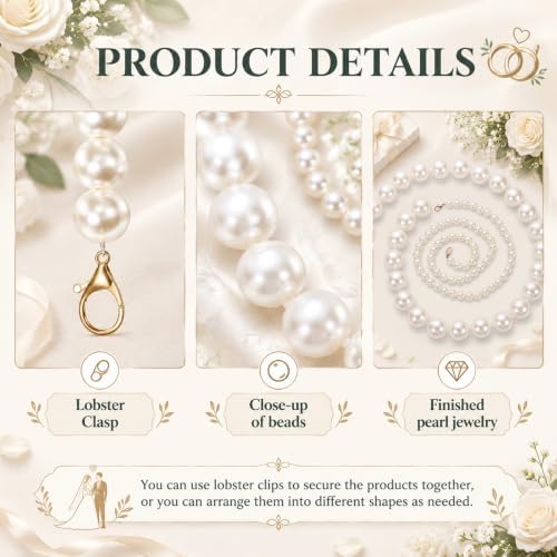 Canlierr 2 Pcs 5.6ft Christmas Giant Pearl Garland Decorations 25mm+60mm - Image 3