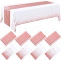 Breling 8 Pack White and Rose Gold Tablecloths and Satin Runners Set by Breling