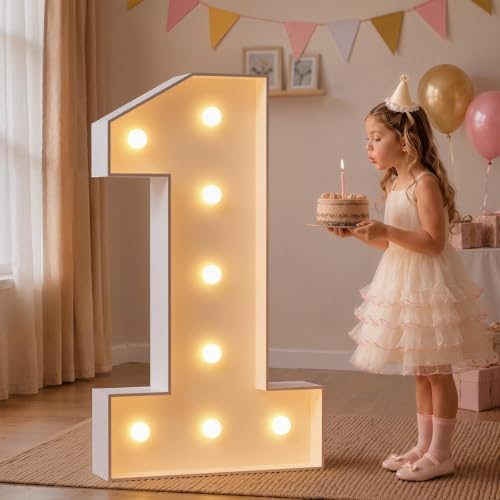 imprsv Large Marquee Numbers, 3FT Light Up Numbers 1 for Party Decor by Letsmakeitimpressive