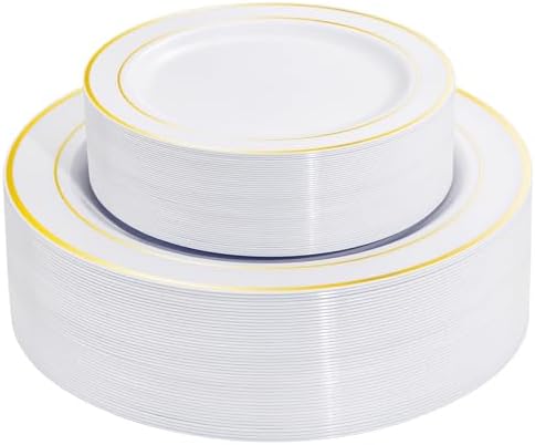 I00000 60 Pcs Gold Plastic Plates, Premium Disposable Gold Plates by I00000