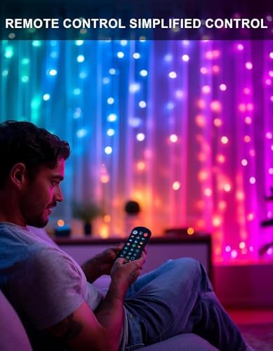Dazzle Bright Smart Curtain Lights, 400LED 6.6FT x 6.6FT Color Changing Halloween Christmas Lights with Remote & APP, Dynamic DIY Fairy String Lights for Indoor Outdoor Bedroom Decorations - Image 6