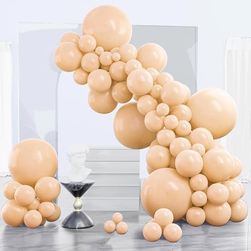 PartyWoo Nude Balloons 140pcs Apricot Boho Fall Color Different Sizes by PartyWoo