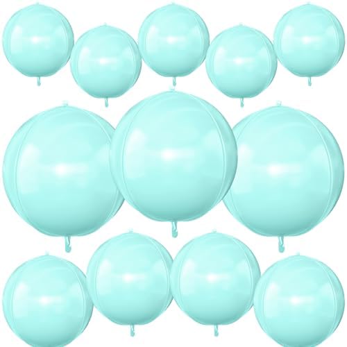 12PCS Teal Blue Round Foil Balloons 22" 15" 10" Large Balloons by vibzox