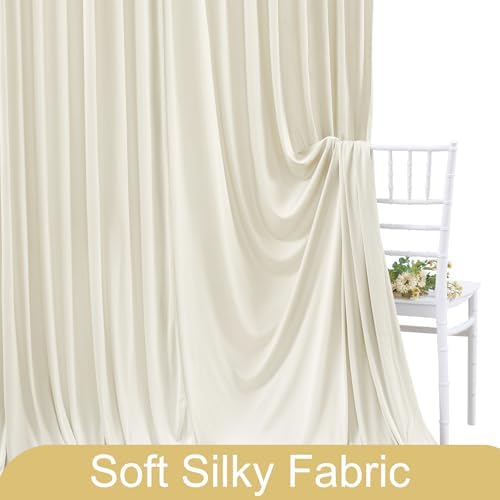 8 Panels Beige Backdrop Curtain for Wedding Parties Wrinkle Free Beige Photo Curtains Backdrop Drapes Fabric Decoration for Baby Shower Photography 40ft(W) x 10ft(H) - Image 6
