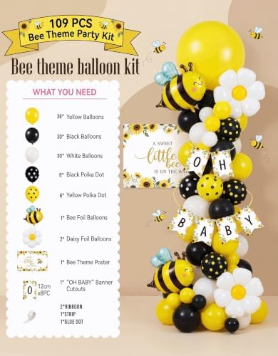 Bee Themed Baby Shower Decorations Balloon Garland Arch Kit with Backdrop - Image 5