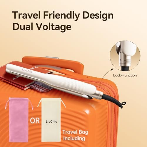 Small Flat Iron 1/2 inch Pencil Flat Iron for Edge, Short Hair, Pixie Cut and Bangs, French bob Iron for Edges with Anti-Pinch Design,with Anion Function-Dual Voltage for Travel (White) - Image 2
