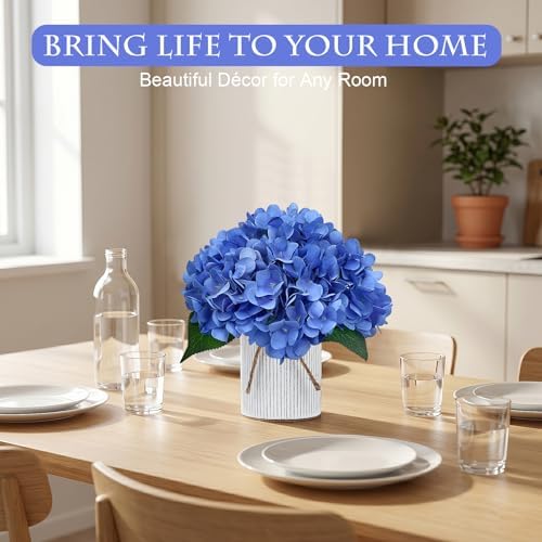 Set of 6 Artificial Flower Table Centerpieces (Blue, 6 X Flower Table Centerpieces) - Image 4