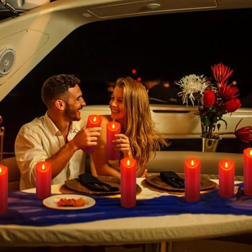 24-Pack Red Flameless LED Candles with Remote - Realistic Flickering Battery - Operated Pillar Candles forValentine's Day, Home Decor, Weddings, Parties. - Image 7