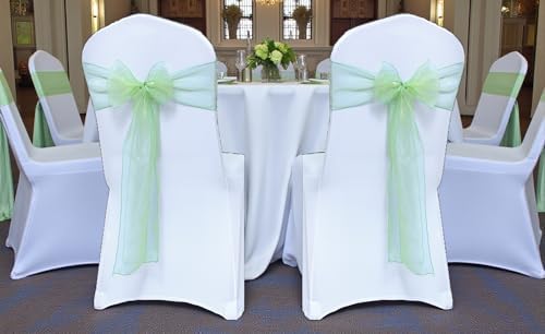 Pack of 300 Organza Chair Sashes for Wedding & Event Décor – Apple Green - Image 2