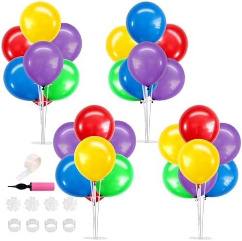 TONIFUL 4 Set Colorful Centerpieces for Table,Balloon Stand Kit for Kid Party Decor,Birthday Decorations Anniversary Baby Shower Fiesta Mexican Party by TONIFUL