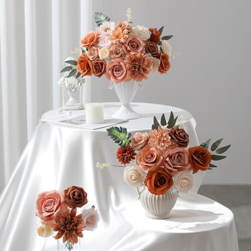 Floweroyal Artificial Flowers Fake Rose Flowers Dahlia with Stems for DIY Wedding Bridal Bouquets, Baby Shower, Floral Arrangement, Table Centerpieces, Home Decorations - Image 3