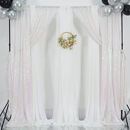Poise3EHome White Iridescent Sequin Backdrop Curtains,4 Panels 2FTx8FT Glitter Background for Party Birthday Party Baby Shower Wedding Christmas Thanksgiving Halloween Holiday Festival Decor - Image 3