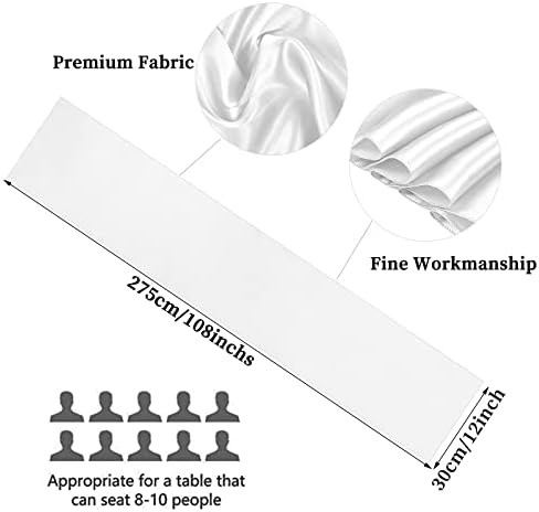 10-Pack White 12 x 108 inches Long Premium Satin Table Runner - Image 2