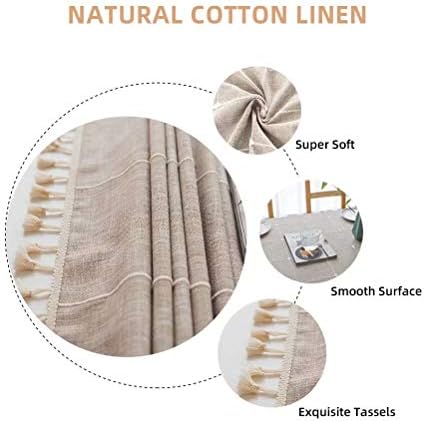 Deep Dream Tablecloths, Embroidered Waterproof Table Cloth Cotton Linen Wrinkle Free Anti-Fading Table Cover Decoration for Kitchen Dinning Party Christmas, 55 x 102 Inch - Light Brown - Image 3