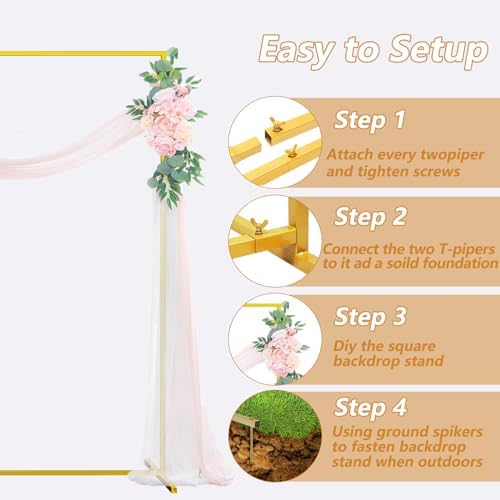 Wedding Arch, 6.6FTx 3.3FT Square Backdrop Stand for Ceremony 2 Pack - Image 6
