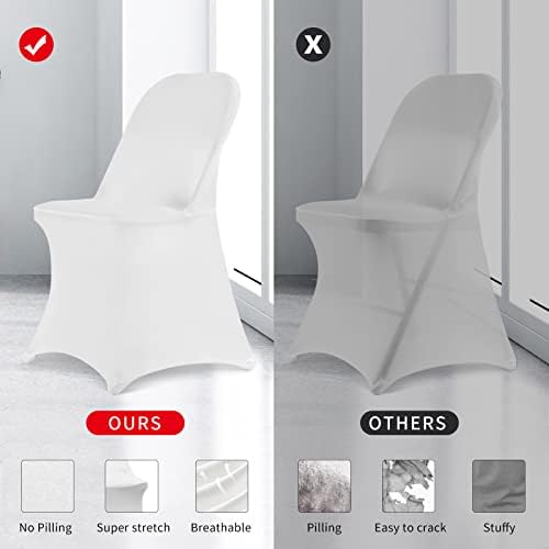 HAINARverS Stretch Spandex Folding Chair Covers, 100PCS Upgrade White| - Image 5