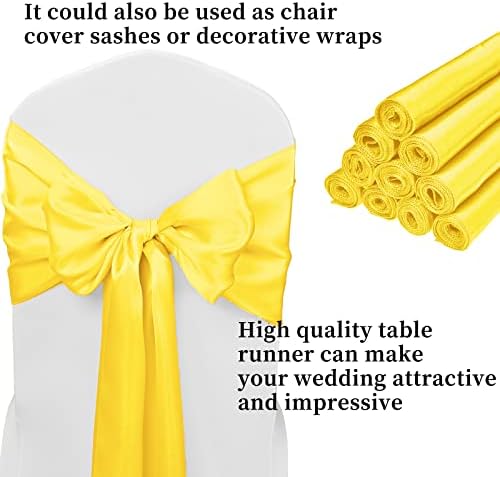 10-Pack Yellow 12 x 108 inches Long Premium Satin Table Runner - Image 3