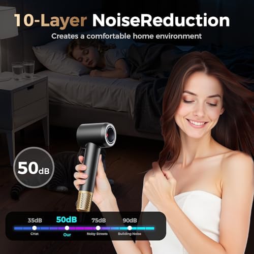 Infrared Hair Dryer, 160000 RPM Low Noise Blow Dryer for Women & Men, Professional Negative Ions Frizz Control & No Heat Damage, Brushless Motor Fast Drying for Home Travel Salon - Image 7