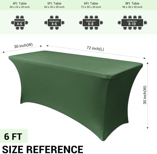 Obstal 6ft Blackish Green Stretch Spandex Table Cover, 2 Pack - Image 4