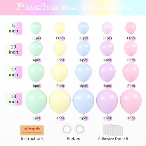 Voircoloria 130pcs Pastel Balloons Garland Arch Kit, 18 12 10 5 Inch - Image 2