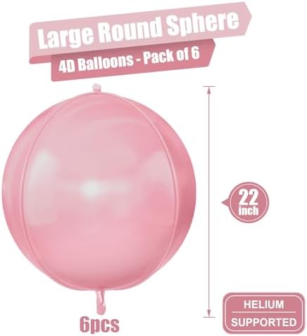 Pastel Pink Round Foil Balloons Birthday Prom Decor 22 Inch 6 Pcs - Image 2