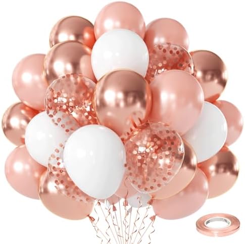 Rose Gold Confetti Balloons 50 Pcs 12 Inch by Vanjehou