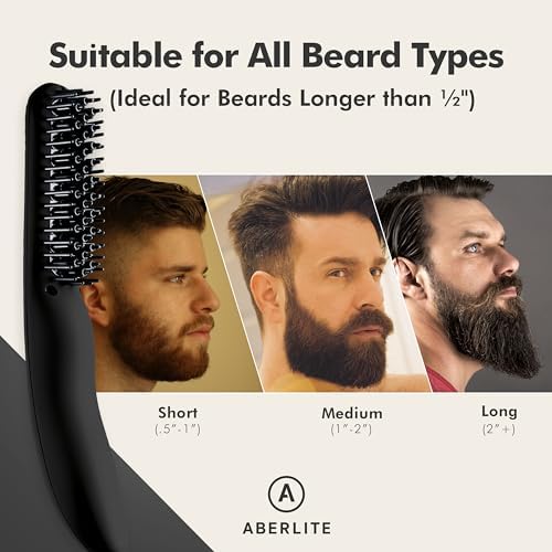 Aberlite EDC - Men's Professional Heated Beard Straightening Brush and Grooming Tool (for 0.5 inch plus Beards) (Black) - Image 3