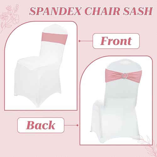 MDS Pack of 150 Spandex Chair Sashes for Wedding Party & Event – Dusty Rose - Image 4