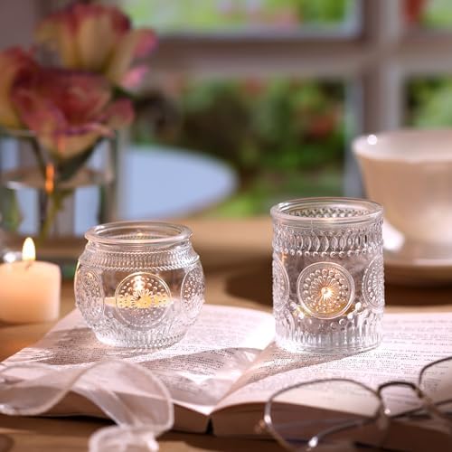 DARJEN 24Pcs Clear Votive Candle Holders - Glass Tea Light Candle Holder, Candle Holders Bulk, Embossed Candle Votives for Wedding Centerpiece & Home Decor (Pack of 3) - Image 6