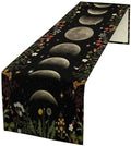 Moon Mushroom Table Runner Vintage Moon Phase Floral Moonlit Wildflower Botanical Seasonal Spring Autumn Natural Dinner Runner for Farmhouse Kitchen Dining Table Holiday Party Decoration 13"x120" by SHElifestyle
