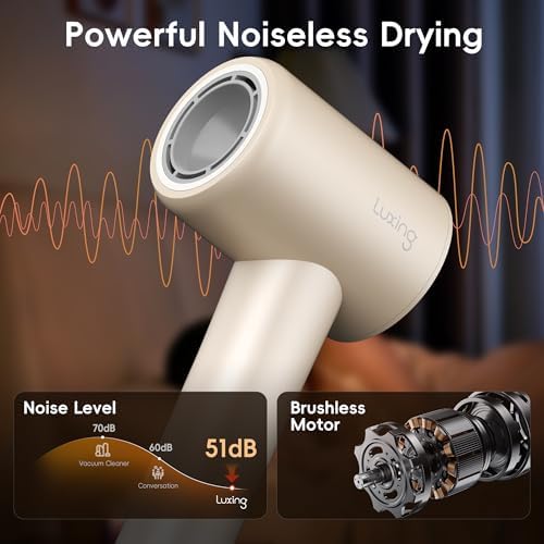 Hair Dryer, TurboLux Ionic 200 Million Negative Ions Fast Drying High Speed Hairdryer with Diffuser, Lightweight, Low Noise 1500W Hair Diffuser Dryer with 110000 RPM Brushless Motor (Cream) - Image 6