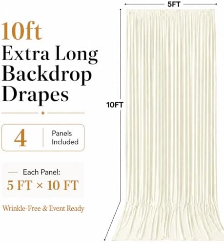 20x10 FT Ivory Backdrop Curtains for Weddings, Parties and Photo Booths - Image 3