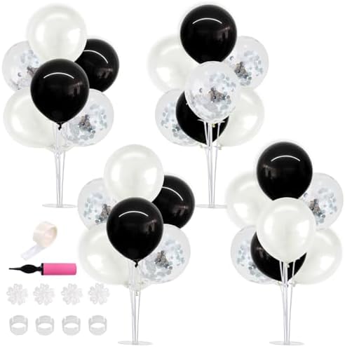 TONIFUL 4 Set Black and White Balloon Stand Balloon Centerpiece for Table by TONIFUL