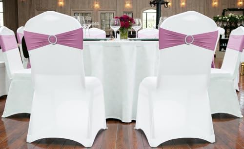 MDS Pack of 10 Spandex Chair Sashes for Wedding Party & Event – Dusty Pink - Image 6