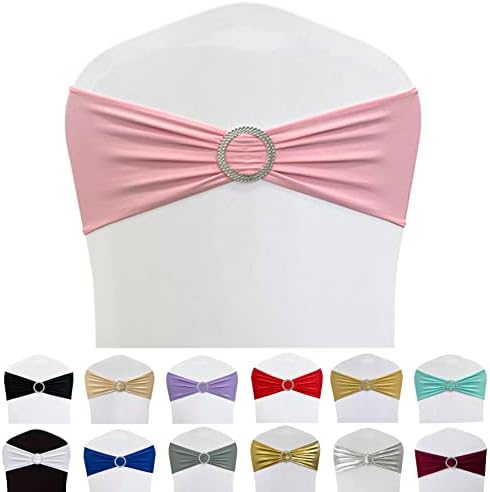 Spandex Chair Sashes Bands, Pink, 50PCS by Maiangel