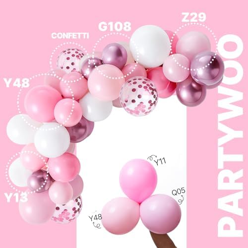 PartyWoo Pink and White Balloons 66pcs 12 Inch Light Pink White Balloons - Image 3