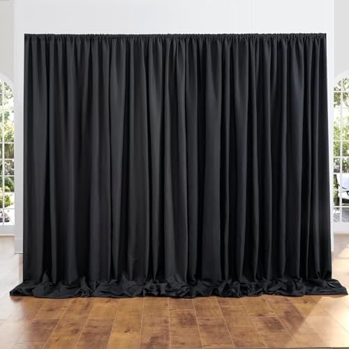 50 ft x 10 ft Thick Black Backdrop Curtain for Parties, 10 Panels Black Polyester Wedding Backdrop Drapes for Birthday Photography Background Party Backdrop Home Decorations - Image 7