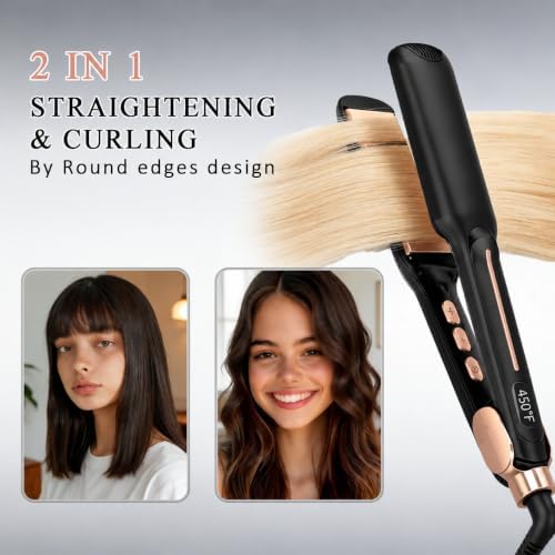 1.75" Titanium Flat Iron Hair Straightener for Women with Infrared - Image 4